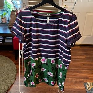 $5 ANTHROPOLOGIE SHIRT 😳 — contrasting patterns — sz L
